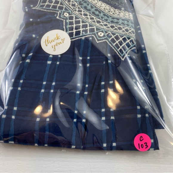 Madewell Embroidered Puff-Sleeve Babydoll Dress in Indigo Plaid Size XS - Picture 13 of 13